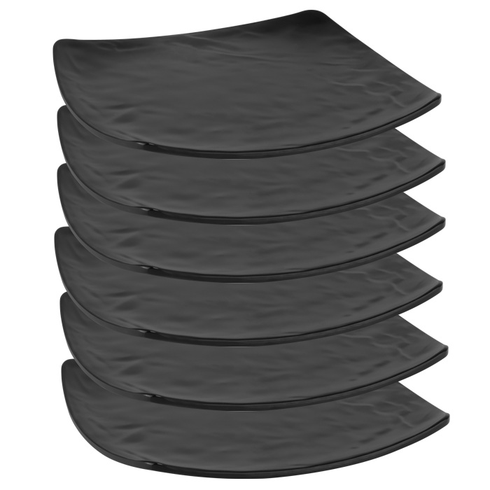 Set 6 farfurii patrata melamina Carre Matt Black 27x32,5xh2cm
