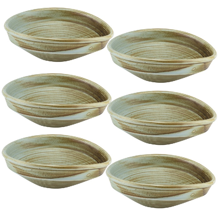 Set 6 farfurii portelan asimetrice RIVER 15,5x14,5xh5cm