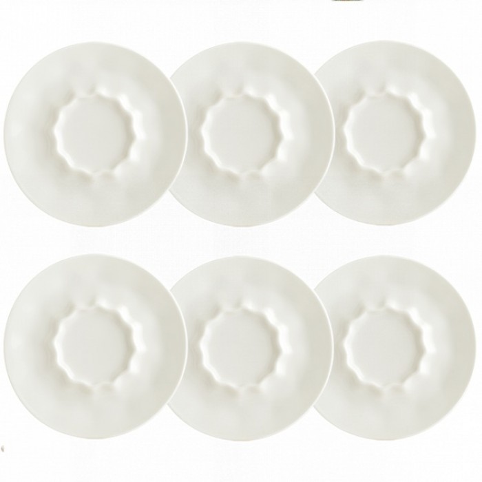 Set 6 farfurioare portelan D16cm BONNA RAW, pentru cesti ceai/cafea de 235ml/320ml/345ml (RAW 02KT)