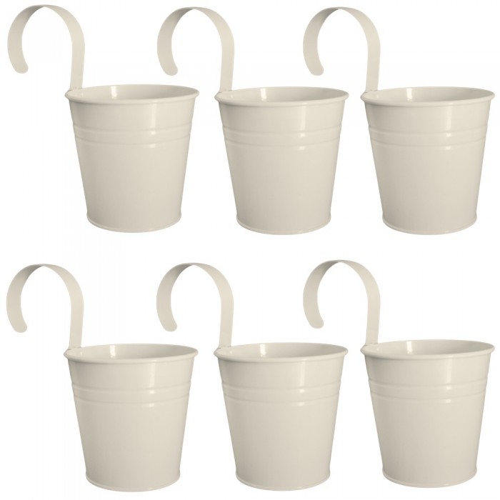 Set 6 galetuse metalic servire cartofi prajiti snacks FERONYA galetusa cu toarta culoare bej 12cm