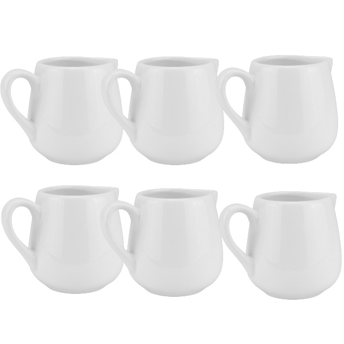 Set 6 latiere cu toarta Culinaro Vision White din portelan 160ml