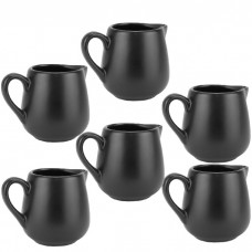 Set 6 latiere cu toarta, portelan  CULINARO VISION BLACK 200ml