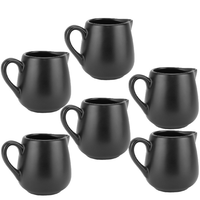 Set 6 latiere cu toarta, portelan  CULINARO VISION BLACK 90ml