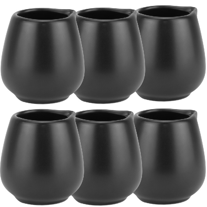 Set 6 latiere fara toarta, portelan CULINARO VISION BLACK 200ml