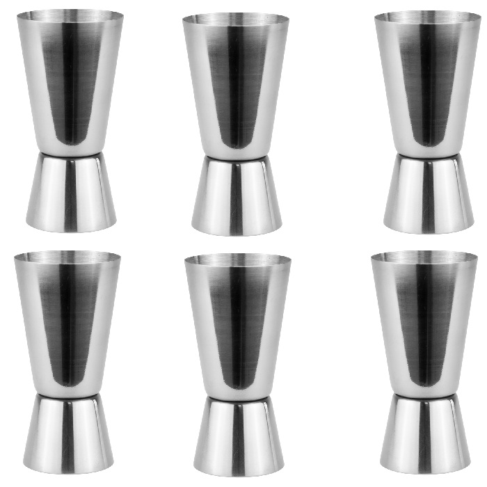 Set 6 masuri alcool din inox pentru bar 25/50ml