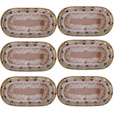 Set 6 platouri ovale de servit ceramica stil traditional 26cm,cu decor