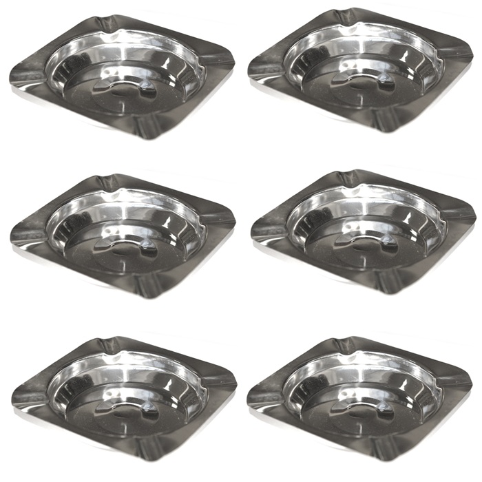 Set 6 scrumiere inox patrate Raki