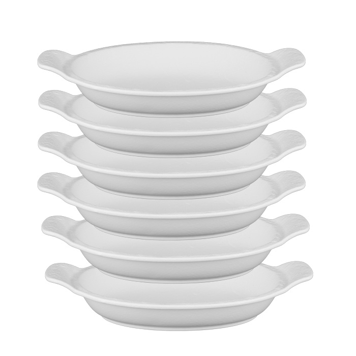 Set 6 tavi ovale portelan pentru servire Culinaro Meteor WHITE 28x16cm, 500ml