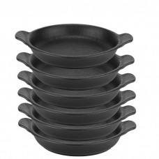 Set 6 tavi rotunde portelan pentru servire Culinaro Meteor Black 21cm, 800ml
