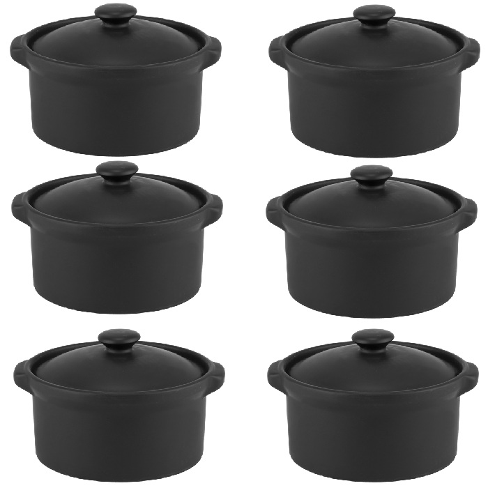 Set 6 vase  de copt si servit ceramica Culinaro 550 ml,14xh9,8cm,negru