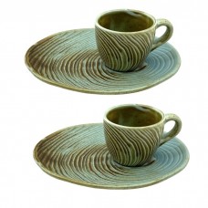 Set pentru cafea 4 piese portelan Culinaro River, cesti 100ml cu farfurioare