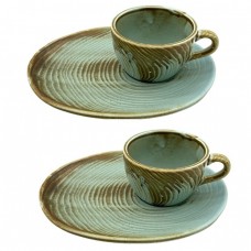 Set pentru cafea 4 piese portelan Culinaro River, cesti 200ml cu farfurioare