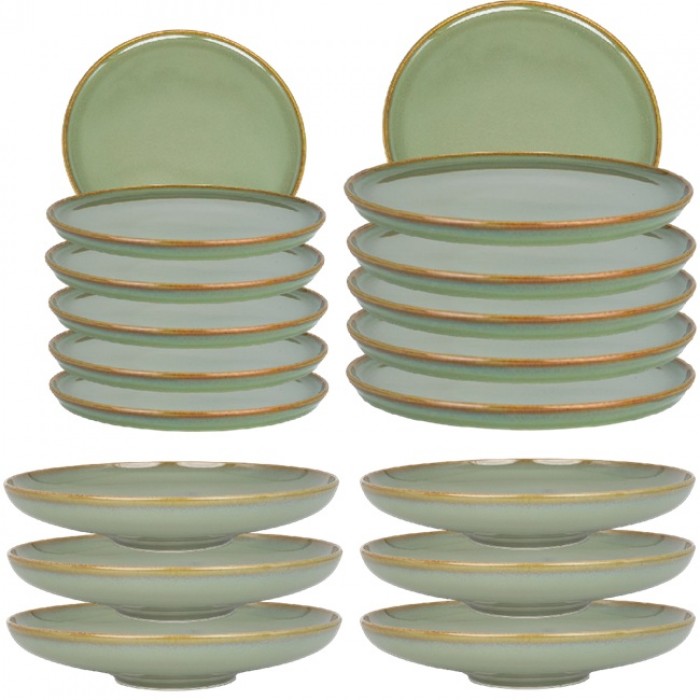 Set serviciu de masa 18 piese Bonna Sage 6 farfurii 22cm,6 farfurii 28cm cu 6 farfurii adanci  28cm,1600ml