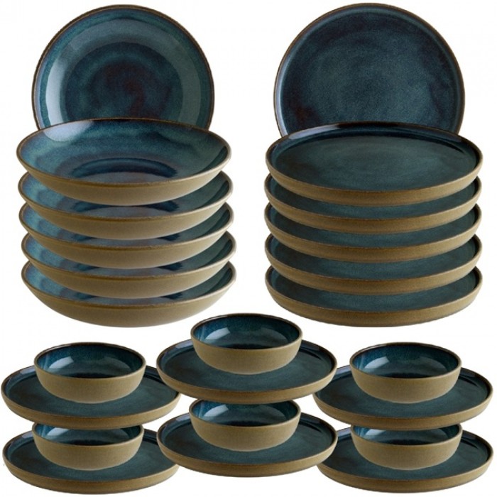 Set serviciu de masa 24 piese Bonna Sphire Ocean 6 farfurii 22cm,6 farfurii 28cm cu 6 farurii adanci  23cm,1000ml, 6 boluri 14cm,450ml