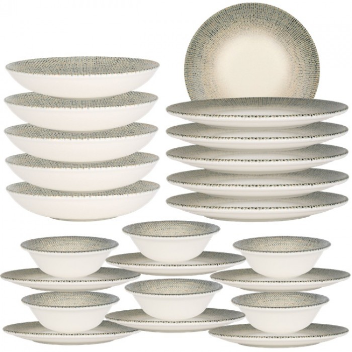 Set serviciu de masa 24 piese Bonna Sway 6 farfurii 21cm,6 farfurii 25cm cu 6 farurii adanci  23cm,1000ml,bol 14cm,400ml