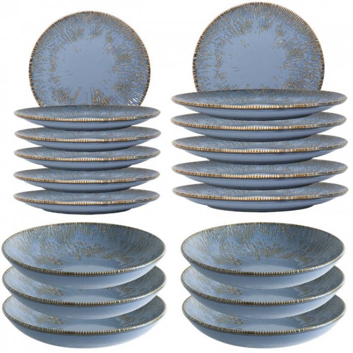 Set serviciu de masa  Bonna Snell Sky 6 farfurii 19cm,6 farfurii 23cm cu 6 farurii adanci  23cm,1000ml