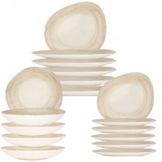 Set serviciu masa 18 piese asimetrice  Bonna Patera 6 farfurii 24cm,6 farfurii 33cm cu 6 farurii adanci 26cm,portelan