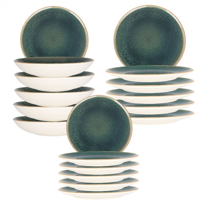 Set serviciu masa 18 piese Bonna Bonna Ore Mar 6 farfurii 21cm,6 farfurii 25cm cu 6 farurii adanci portelan 25cm