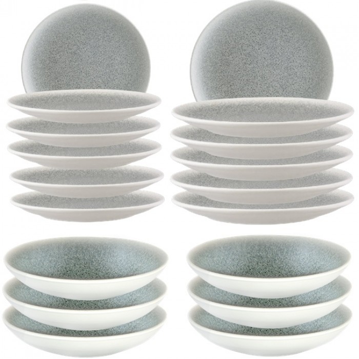 Set serviciu masa 18 piese Bonna Luca Ocean 6 farfurii 21cm,6 farfurii 25cm cu 6 farurii adanci  25cm,1300ml