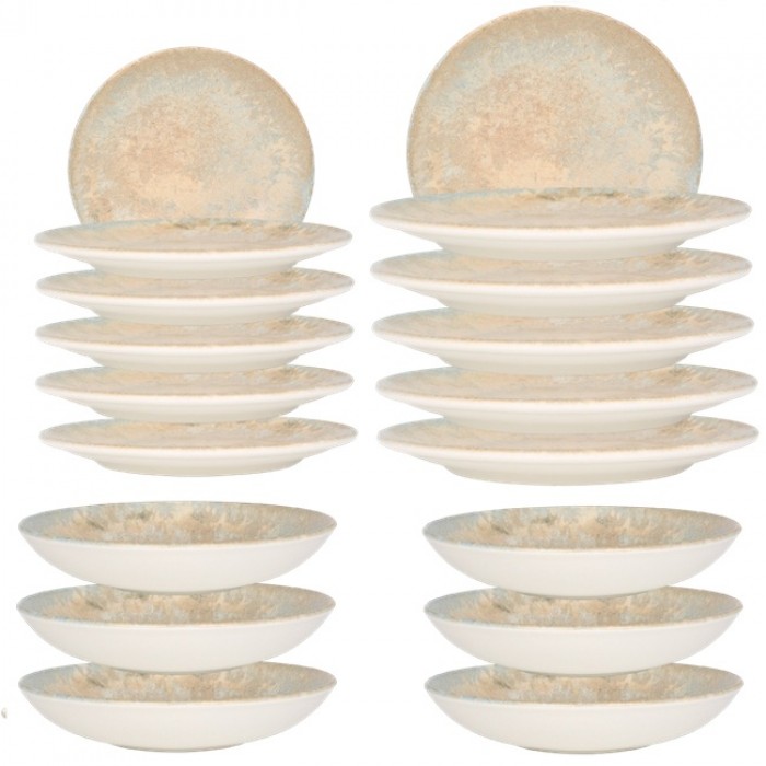 Set serviciu  masa 18 piese  BONNA LUZ 6 farfurii 21cm,6 farfurii 27cm cu 6 farurii adanci  23cm,1000ml