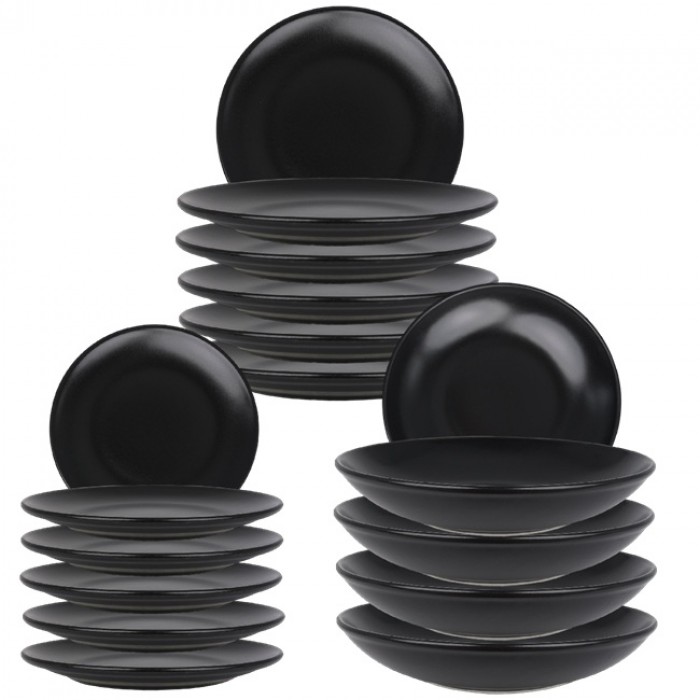 Set serviciu masa 18 piese Bonna Notte 6 farfurii 21cm,6 farfurii 25cm cu 6 farfurii adanci 25cm 1300ml