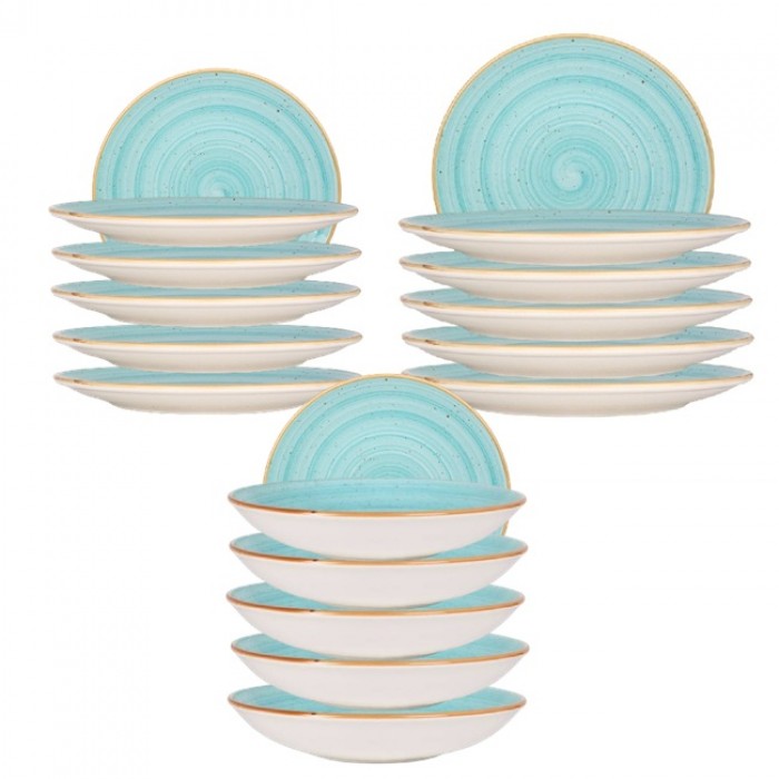 Set serviciu masa 18piese BONNA AQUA 6 farfurii 19cm,6 farfurii 25cm,6 farfurii adanci 20cm