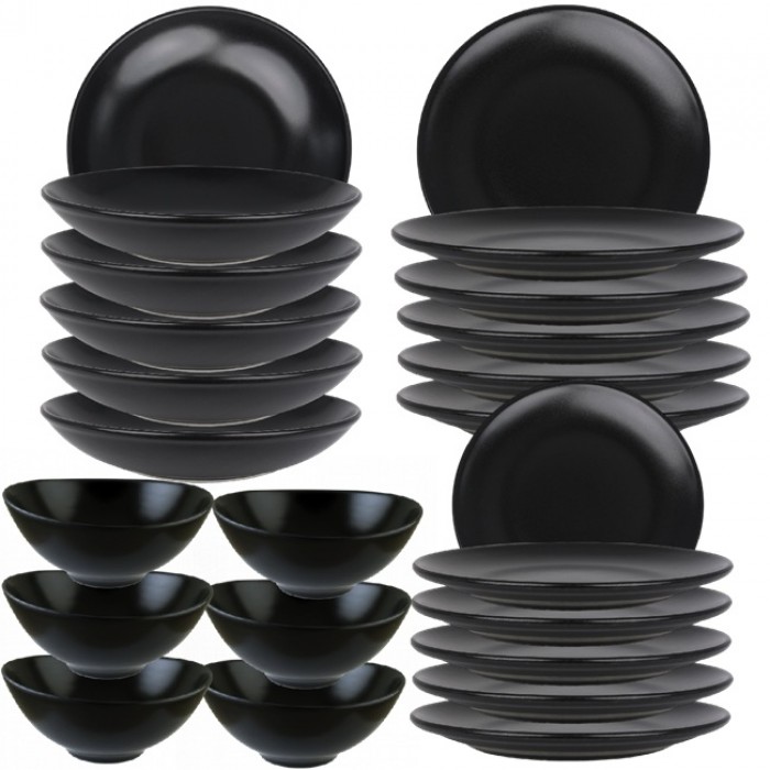 Set serviciu masa 24 piese Bonna Notte 6 farfurii 21cm,6 farfurii 25cm , 6 farfurii adanci 25cm 1300ml cu 6 boluri 16cm