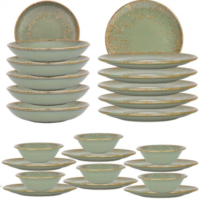 Set serviciu  masa 24 piese  BONNA SNELL SAGE 6 farfurii 19cm,6 farfurii 23cm cu 6 farurii adanci  23cm,1000ml,6 boluri 16cm,400ml
