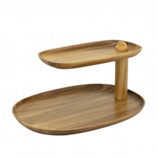 Stand bufet oval cu 2 nivele CULINARO ALAS, din lemn acacia, 51x41xh36cm