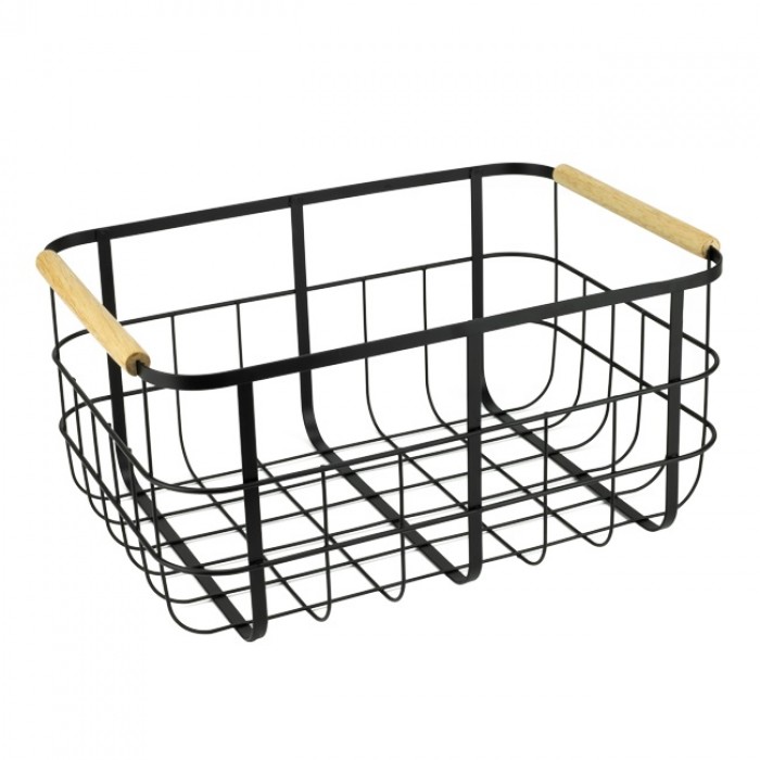 Cos metalic cu manere lemn  CULINARO 28x20xh14cm