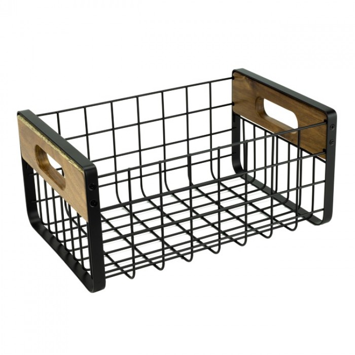 Cos metalic dreptunghiular cu manere lemn CULINARO 29x21xh14cm