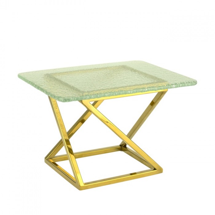 Suport de prezantare bufet 15x18xh17cm Culinaro cu platou sticla 20x28cm,auriu