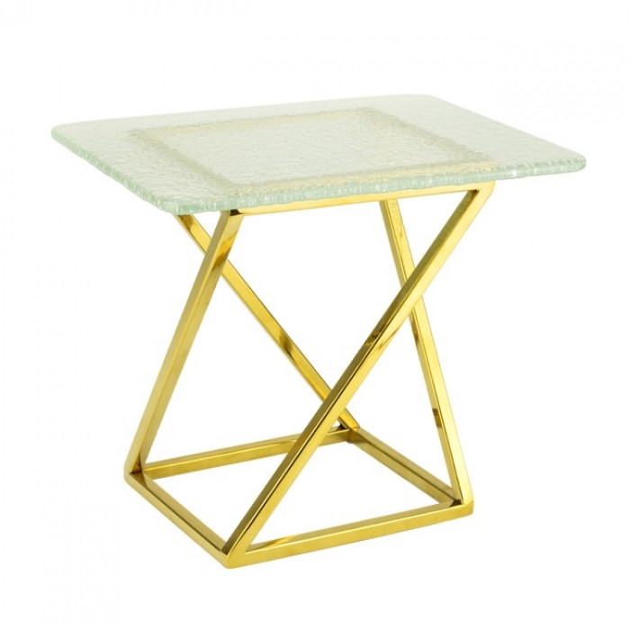 Suport de prezantare bufet 15x18xh23cm Culinaro cu platou sticla 20x28cm,auriu