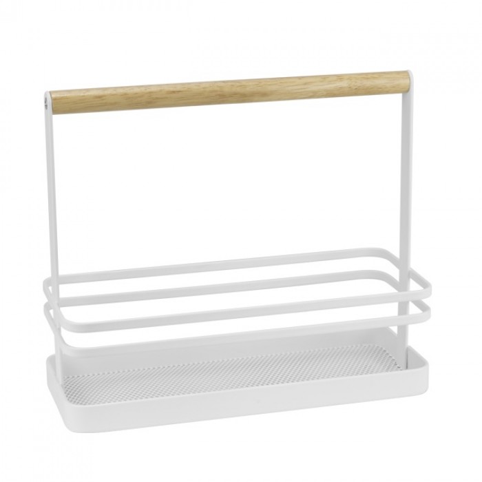 Suport metalic CULINARO HOME pentru condimente cu maner bambus 24x10xh20cm,alb