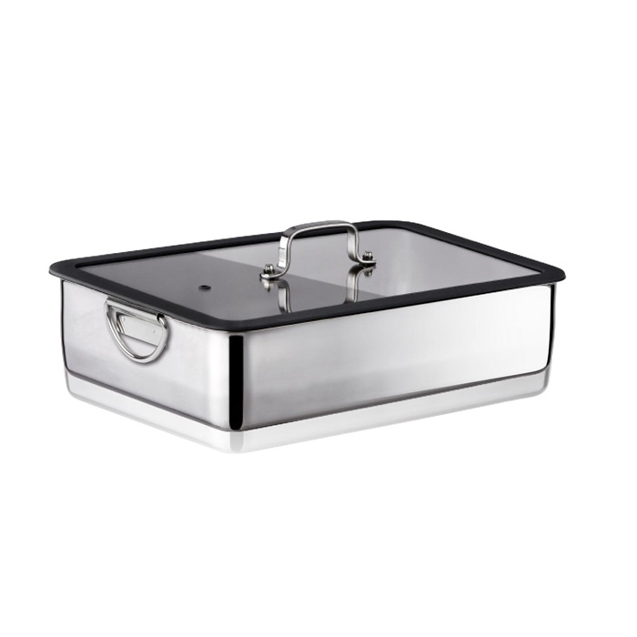 Tava de copt adanca cu capac INOXRIV MAXIMA 36x25xh8cm