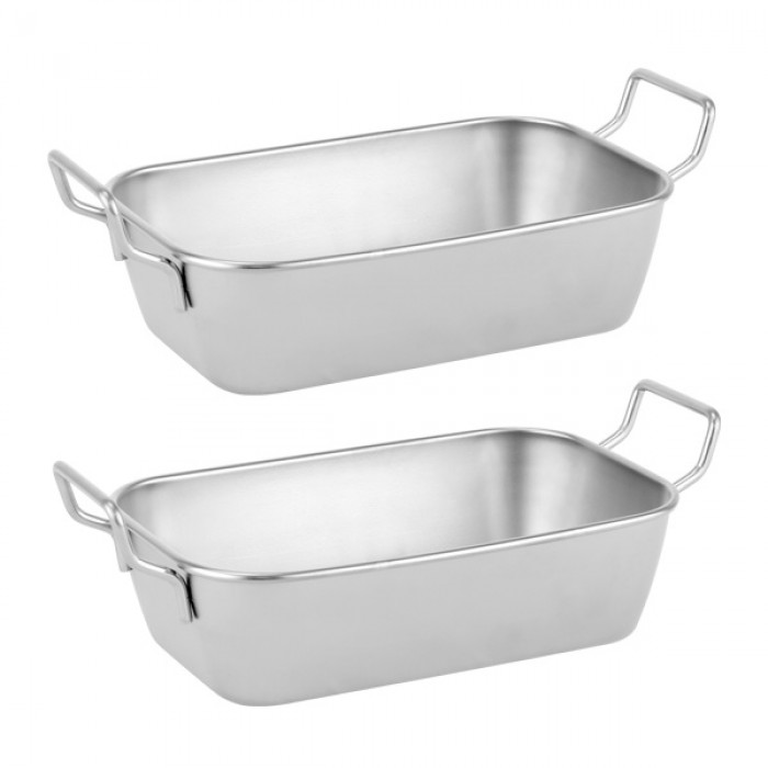 Tava din inox cu manere pentru gatit si servit Culinaro 16,5x10xh4,5cm,argintiu