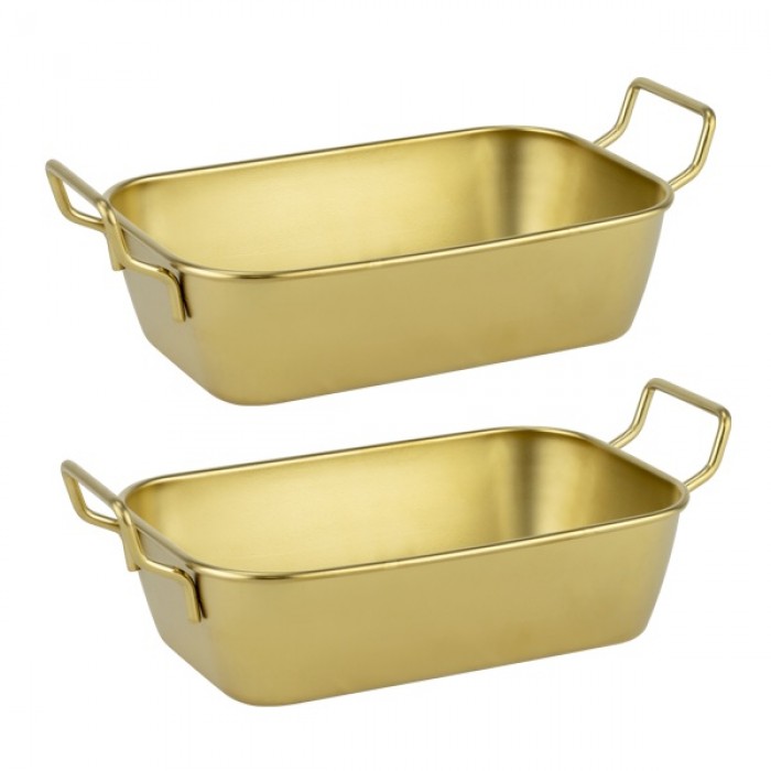 Tava din inox cu manere pentru gatit si servit Culinaro 16,5x10xh4,5cm,auriu