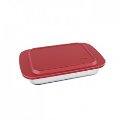 Tava dreptunghiulare cu capac silicon de copt Marinex Forno din sticla termorezistenta 5l  40x24,9xh7,2cm...