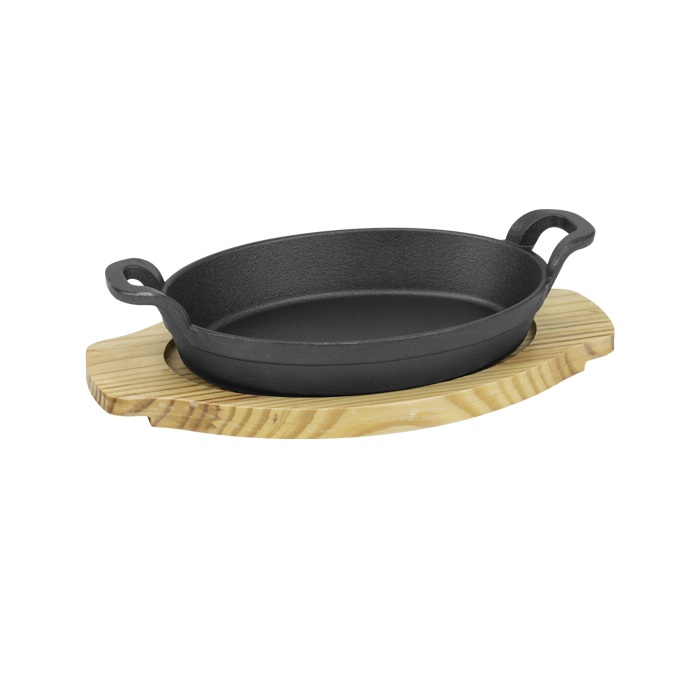 Tava ovala fonta Raki cu suport lemn 21x15xh4cm