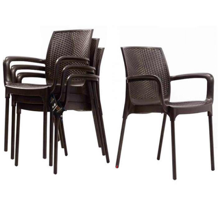 Set 4 scaune RAKI SUNSET RATTAN culoare cafea D57xH84xW57xSH45cm polipropilena/fibra sticla