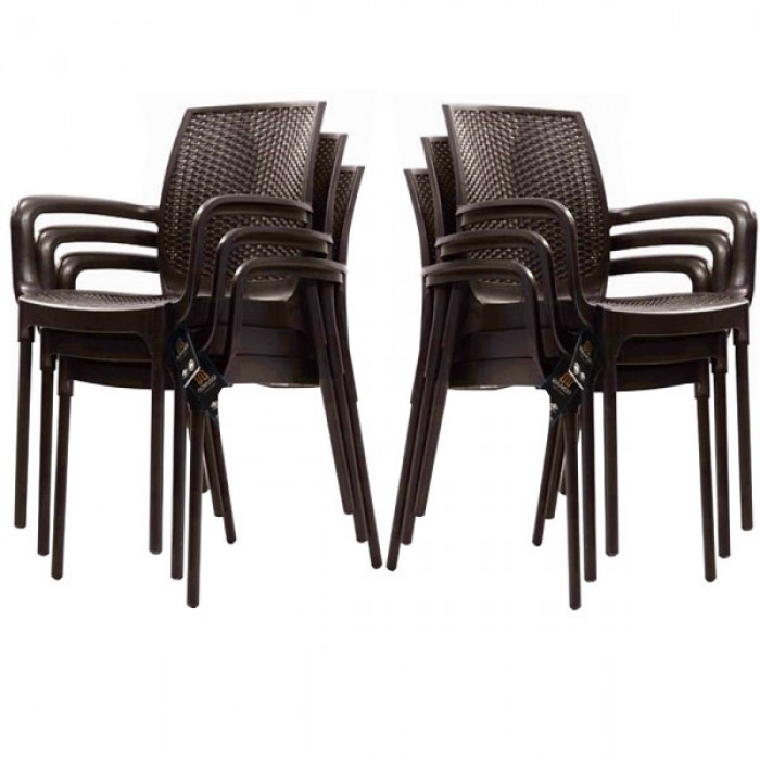 Set 6 scaune RAKI SUNSET RATTAN culoare cafea D57xH84xW57xSH45cm polipropilena/fibra sticla