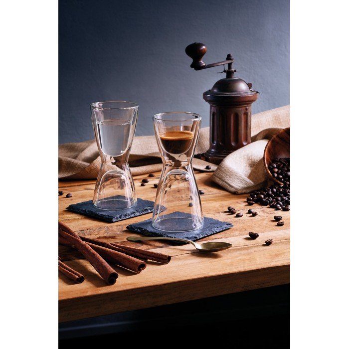 Set 2 pahare termice cu pereti dubli LUIGI BORMIOLI DRINK & DESIGN ESPRESSO/WATER 65ml/100ml D6,7xH14,2cm