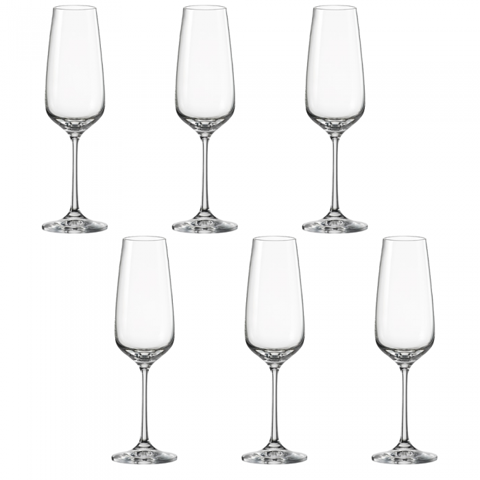 Set 6 pahare pentru sampanie BOHEMIA CRISTAL GISELLE 190ml