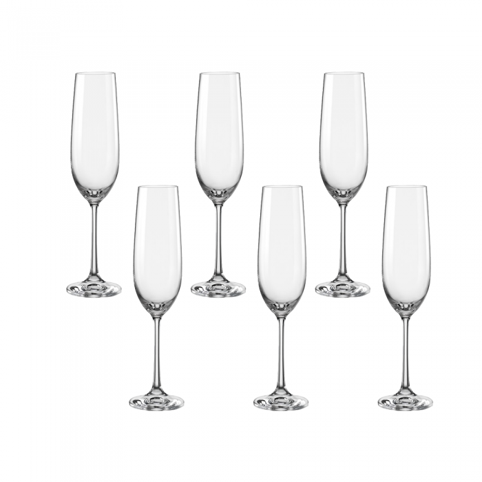 Set 6 pahare pentru sampanie BOHEMIA CRISTAL VIOLA 190ml