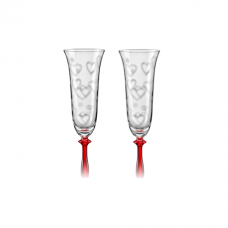Set 2 pahare mire si mireasa BOHEMIA CRISTAL LOVE 190ml cu picior rosu