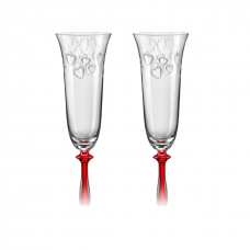 Set 2 pahare pentru toast la nunta BOHEMIA CRISTAL LOVE 190ml cu picior rosu