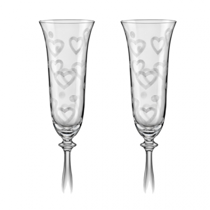Set 2 pahare miri si nasi BOHEMIA CRISTAL LOVE gravate 190ml