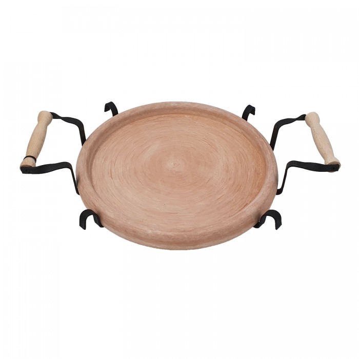 Tava ceramica 34cm cu suport metalic RAKI PROFI pentru copt si servit, Saci bulgaresc