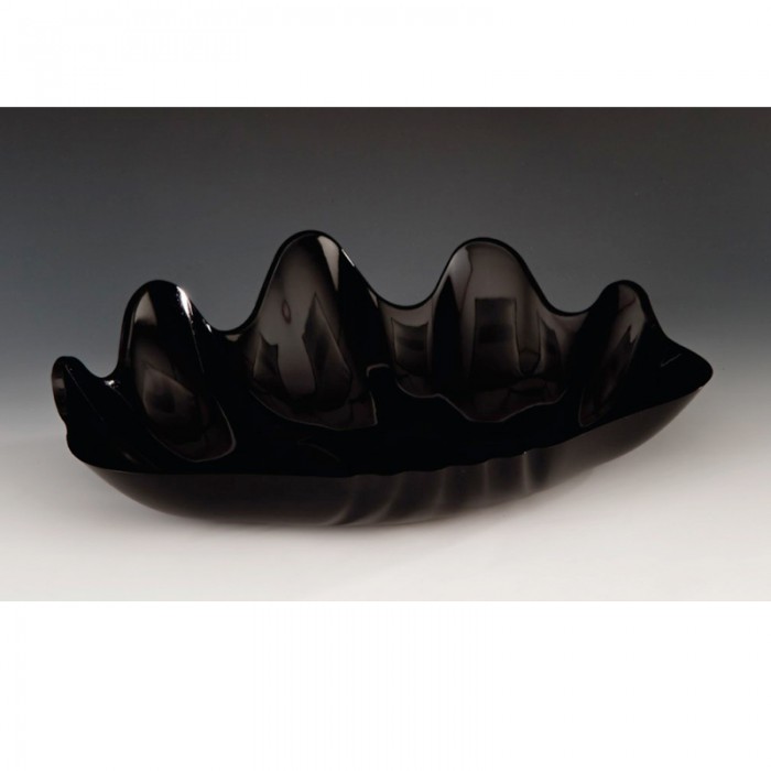 Platou prezentare in forma de stridie RAKI, din policarbonat, 38x27xh5cm