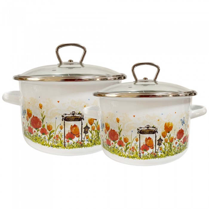 Set oale emailate otel carbon RAKI GOLANDSKAIA, 2 oale de 3l si 5,5l, cu capace